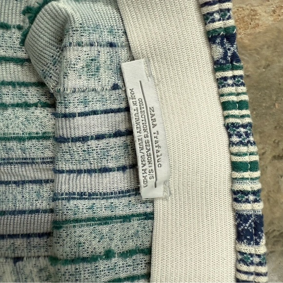 Striped Blue and Green Women's Mini Skirt - Picture 3 of 3